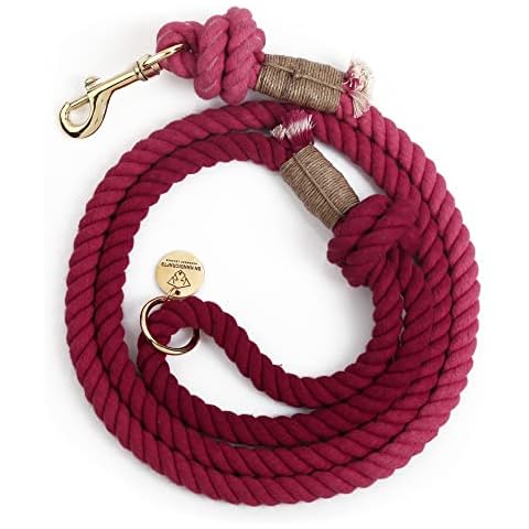 Red Ombre Pink Handmade Rope Leashes for Dogs Rope Dog Leash Rope Cute Dog Leash Braided Dog Leash Cotton Rope Leash for Small Dogs 5FT Organic Cotton Cover