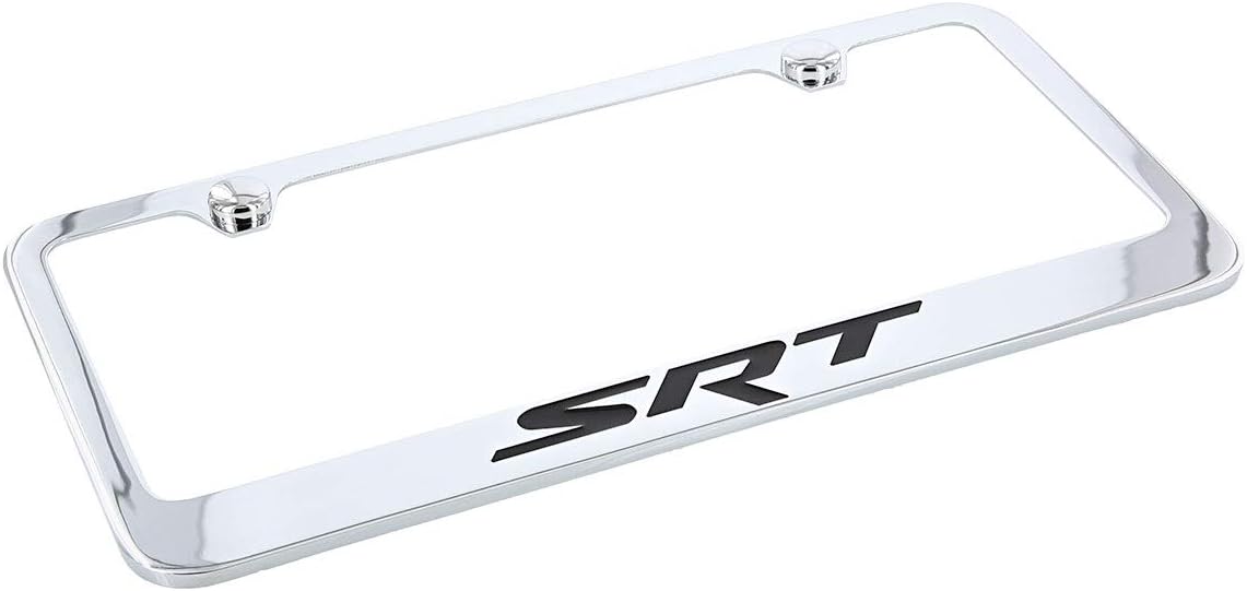 Dodge SRT License Plate Frame (2 Hole/Brass, Chrome/Wide)