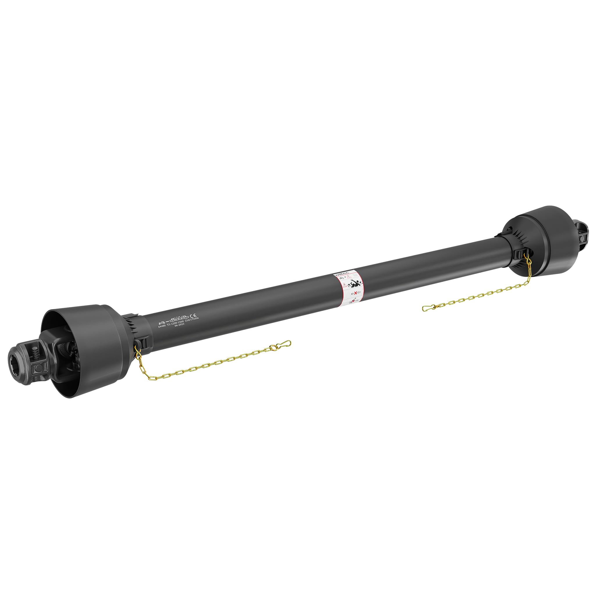 WilTec PTO Shaft T1 Drive Shaft 1200-1320mm 210Nm 540rpm, 18kW (25hp), 2x 1 3/8" 6 teeth Tractor Attachment