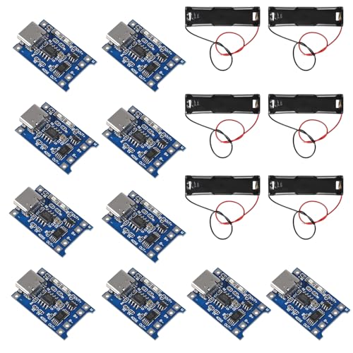 6個入り 電池ボックス3.7V 18650バッテリー用 10個入り TC4056用 Type-C USB 5V 1A リチウム電池充電器モジュール用
