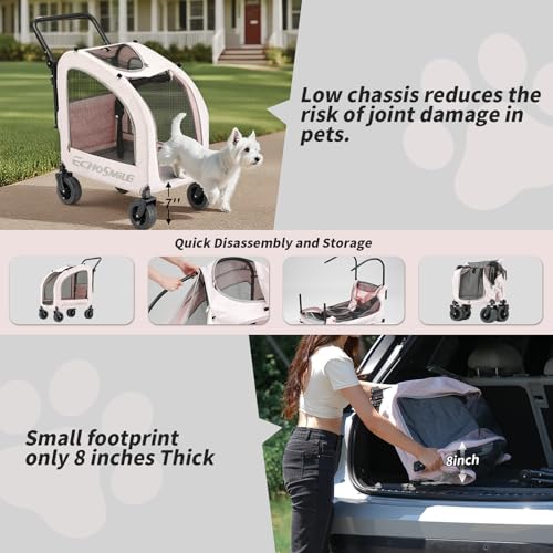 EchoSmile 4-Wheel Pet Stroller for Dogs & Cats, Up to 135 lbs, Pink by EchoSmile - Used condition - Image 7