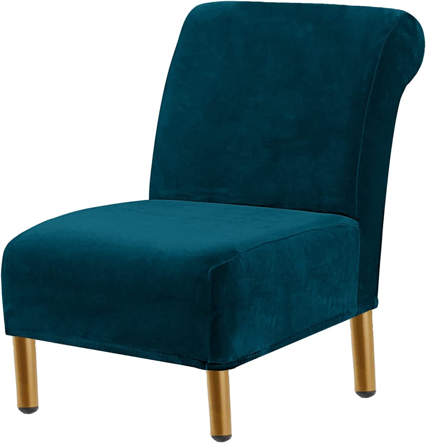 FIBITA Velvet Stretch Armless Chair Slipcovers， Stretch Accent Chair Covers， Stretch Large Chair Slipcover ，Printed Furniture Protector Covers Removable Washable (Color : 28, Size : 2piece)