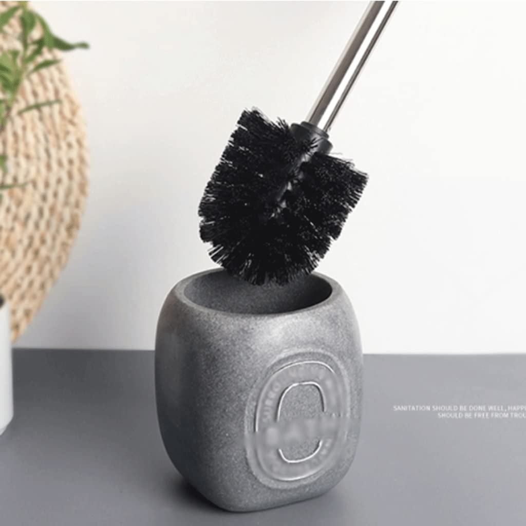 Spazzolone Pennello e Supporto for Toilette for Pavimenti in Piedi, Spazzola for Tazza da Bagno con Manico Lungo Acciaio Inox, Lavagna in Ceramica Rotonda Forniture per la Pulizia
