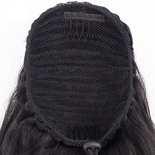 Aiokrtse Wrap Around Ponytail Extension Human Hair Body Wave Drawstring Ponytail Hair Pieces for Women Natural Color 24 inches - Image 2