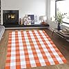 Fall outdoor rug orange buffalo plaid outdoor rug cotton hand woven buffalo check rug layered doormats for front doorfront porchfarmhouseentrywaypatio  urban country home decor