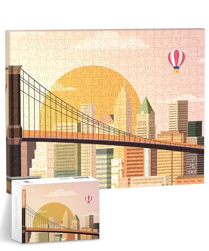 ピースリラックス(PieceRelax) 366ピース プラ製キャンバスパズル【日没時のブルックリン橋】(24X31cm)大人向け難しい 破片なし カチっとハマる[HN1304]