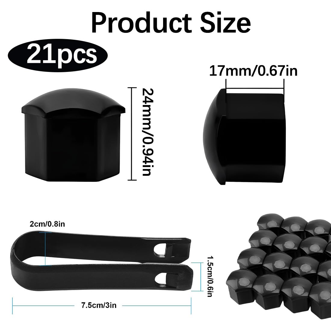 Copribulloni Auto 17mm Peugeot, Set 20 Pezzi Coprimozzo Universale Per Cerchi In Lega Citroën Renault