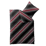 aqua-textil Concept Bettwäsche 155 x 220 cm Mikrofaser Bettbezug Mirena Streifen Schwarz Rot Grau