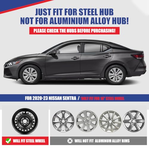 Image of Winjet 16 Inch Premium Hubcaps Replacement for Nissan Sentra 2020-2025 Wheel Rim Covers, [Only Fit Iron Hub & Steel Wheel] Snap On Installation (16 Inch Pack of 4, Chrome)
