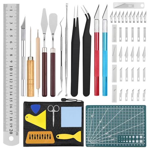 51 Stück Plotter Zubehör, Skalpell Carving Craft Messer, Vinyl Jäten Werkzeuge DIY Bastelwerkzeug, Bastelmesser Cuttermesser, Cameos, Beschriftung (51 Stück)