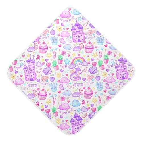 Kigai Baby Hooded Towel Absorbent Baby Bath Shower Towel with Hood for Newborn Boys Girls Babies Infant Toddler (Purple Dragon 30 x 30 in)