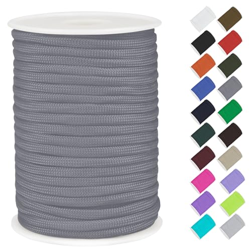 CAMAL Paracord - Cuerda de polipropileno de 4 mm, 7 hilos, 30 m, resistente al desgarro, 4 mm, soporta hasta 70 kg, para camping, tensor de tiendas de campaña (gris)