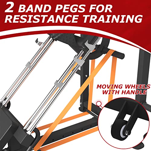 Syedee Leg Press Squat Machine With Resistance Band Pegs And Storage System, Lower Body Specialty Machine, Rated 1500 Lbs Workout Equipment For Thigh Builder #TOP5