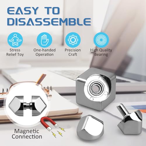 Image of Fidgets Infinity Cube Toy Fidget Spinner Focus 2 in 1 Gyro Metal Cool Stuff Desk Gadget Office Toy Figette Sensory EDC Relaxing Tool Fingears Stocking Stuffers for Teen Boys(Sliver)