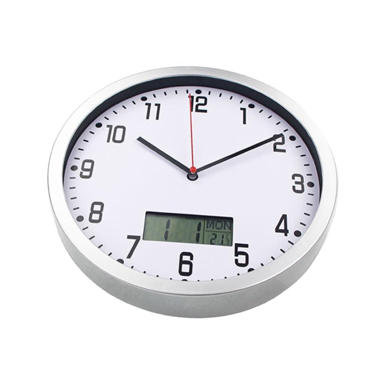 GRIRIW Accurate Thermohygrometer Quartz Clock 10 Inch Wall Hanging Clock with Temperature Humidity Display