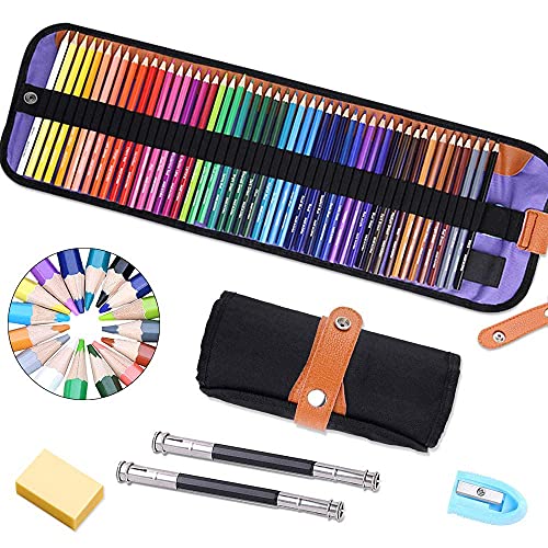 Crayons De Couleur Professionnel, 50 pièces Crayon de Couleur Crayons de Dessin Crayons Croquis Art Set, materiel de dessin et personnalisé Grande trousse, Ideal pour Enfants, Adultes et Artistes