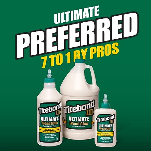 Image of Titebond III Ultimate Wood Glue 16 Oz. (12 Pack) - Premium Professional Woodworking Adhesive, Waterproof, Strong Initial Tack, Interior /Exterior Use, Easy Water Cleanup - 1414