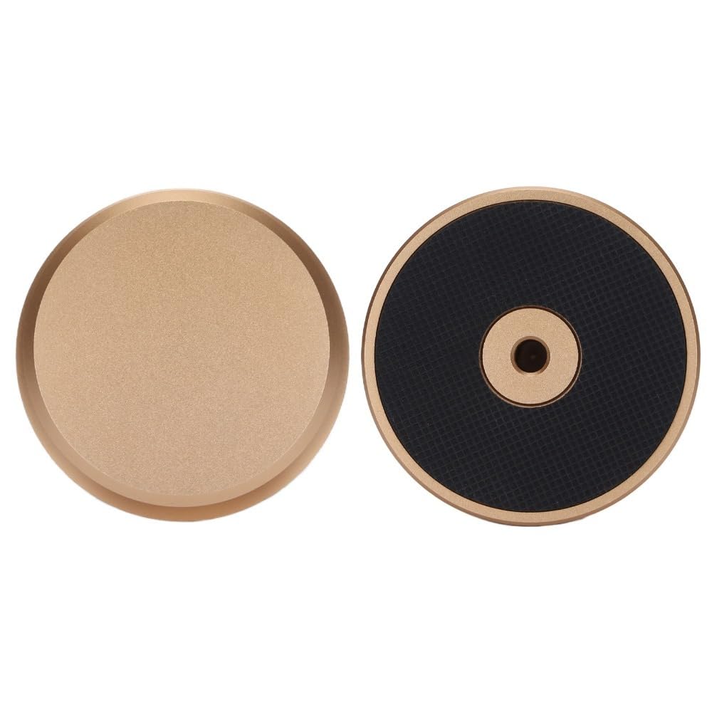 Aluminiowy stabilizator ciężaru, gramofon winylowy zacisk z silikonową podkładką dolną, średnica 7,6 cm (złoty)