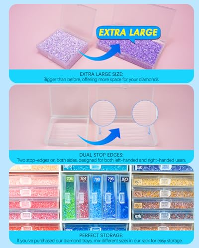 Image of forever young 48PCS Extra Large Diamond Art Storage Containers Trays＆Stand