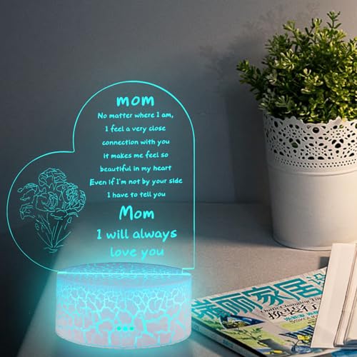 Image of Rarasy Gifts from Daughters and sons to Mothers, Thanksgiving, Birthday Gifts, Mother's Day Gifts to Mothers, 3D Night Lights for Room Decoration