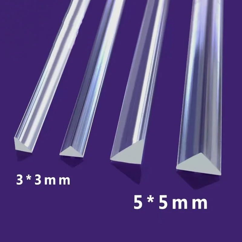 Barra a Triangolo in Acrilico, Barra Solida, Asta Trasparente, Triangolo rettangolo, PMMA, Guida Luminosa, Colonna, Bastone(5x5x500mm 20Pcs)