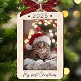 Hangwoous Cat First Christmas Ornament 2025, My First Christmas Cat Picture Frame Ornament, Fur Baby Picture Frame