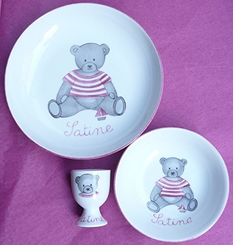 Ensemble Vaisselle Enfant Bapteme Ou Naissance Ourson Rose Personnalise 3 Articles Amazon Fr Cuisine Et Maison