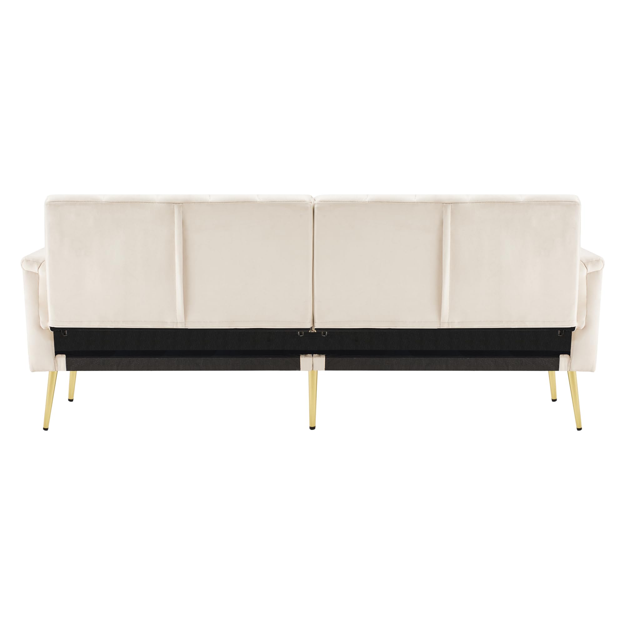 Moderno divano letto pieghevole, divano letto con piedini ausiliari, funzione sonno, tessuto in velluto, adatto per soggiorno, camera da letto, home cinema, camera degli ospiti (beige)