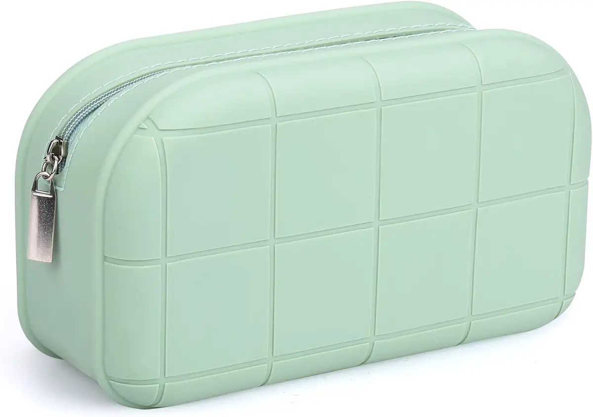 BUSOHA Silicone Makeup Bag, Portable Travel Cosmetic Bag for Women, Washable Versatile Zipper Makeup Brush Holder, Coin Purse Lipstick Cosmetic Accessories Organizer