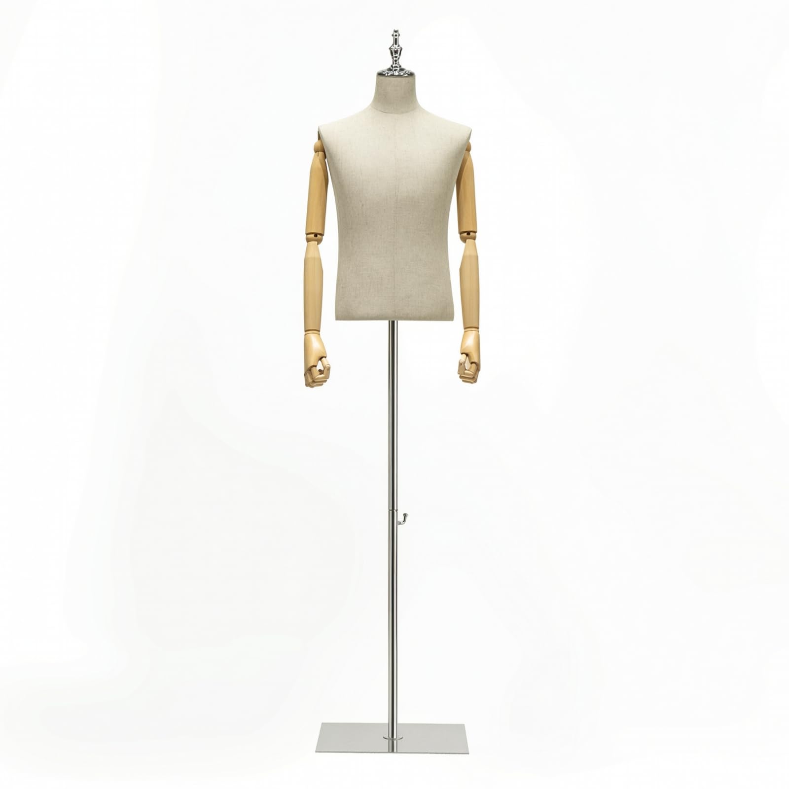 Modegeschäft Ankleidepuppe Herren , Silberne Quadratische Platte Mit Massivholzhänden , Style to 4