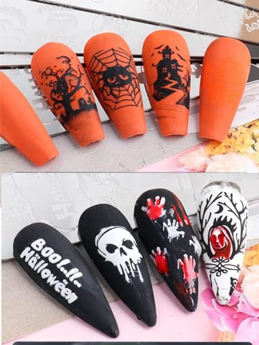 EBANKU 8 peças de placas de estampagem de arte de unhas de Halloween moldes de carimbo de unhas de H