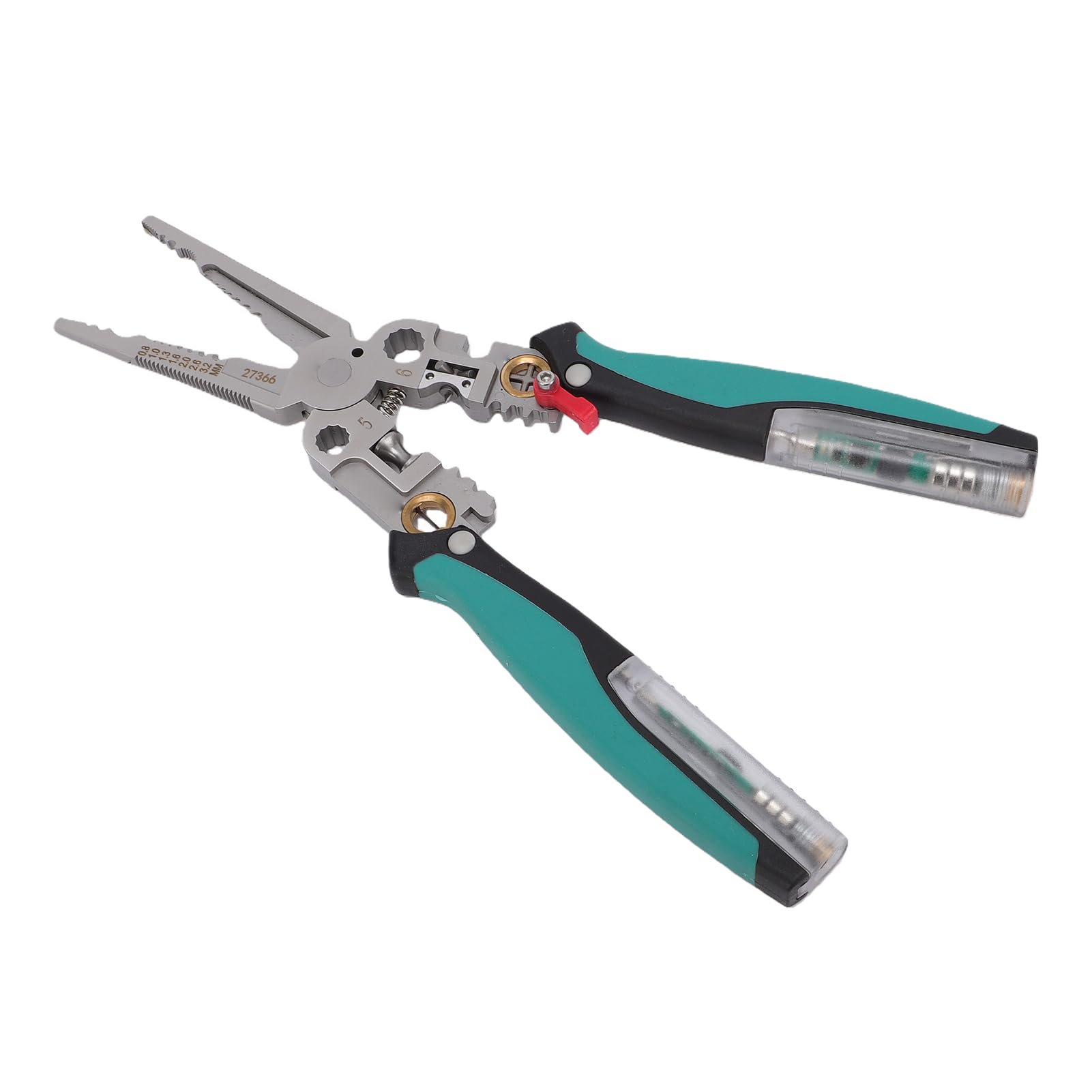 Pinza Spelafili 23 in 1, Strumento Multifunzione per Tagliare, Crimpare e Spelare Fili con Tester Elettrico Rimovibile, per Elettricisti, Impianti di Riscaldamento, Ventilazione
