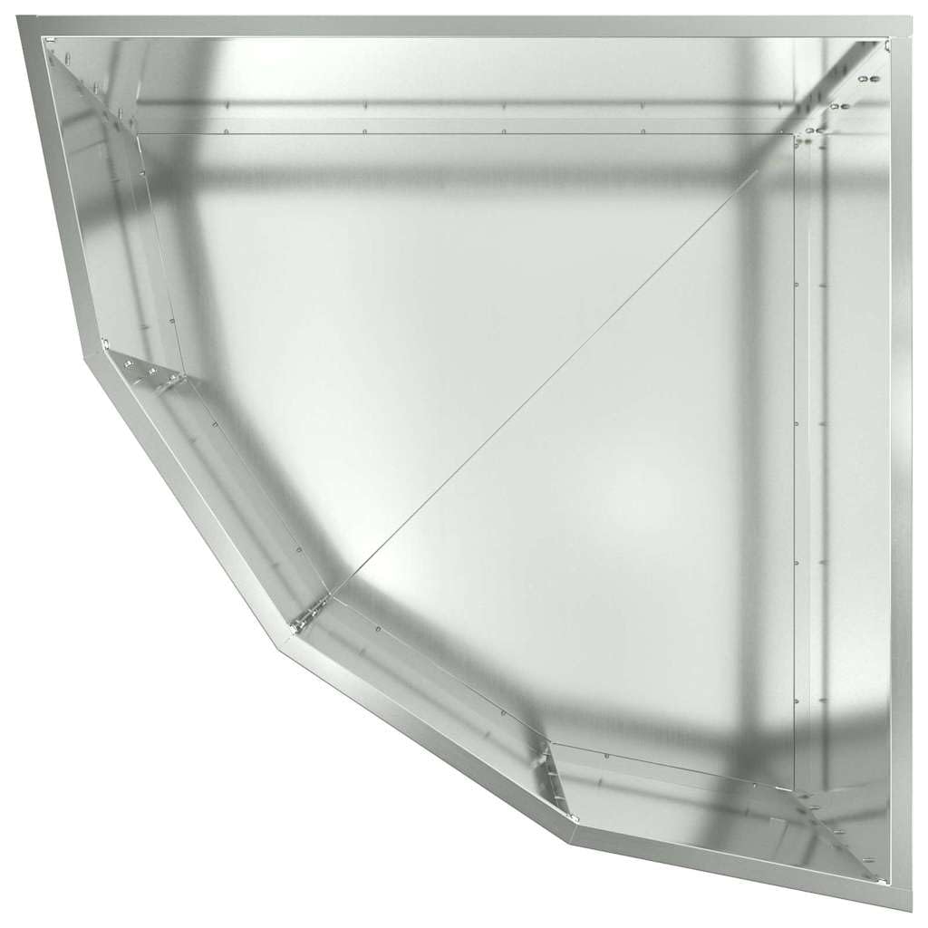 Doniczka Narożna Srebrny Stal Galwanizowana 60x60x35 cm Trwała Donica na Zewnątrz na Taras i Ogród z Instrukcją Montażu Nowoczesny Design