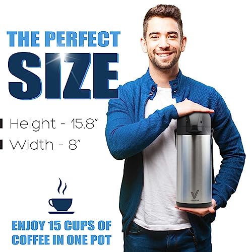 image for VONDIOR 85 oz (2.5L) Coffee Carafe with Pump, Insulated Stainless Stee