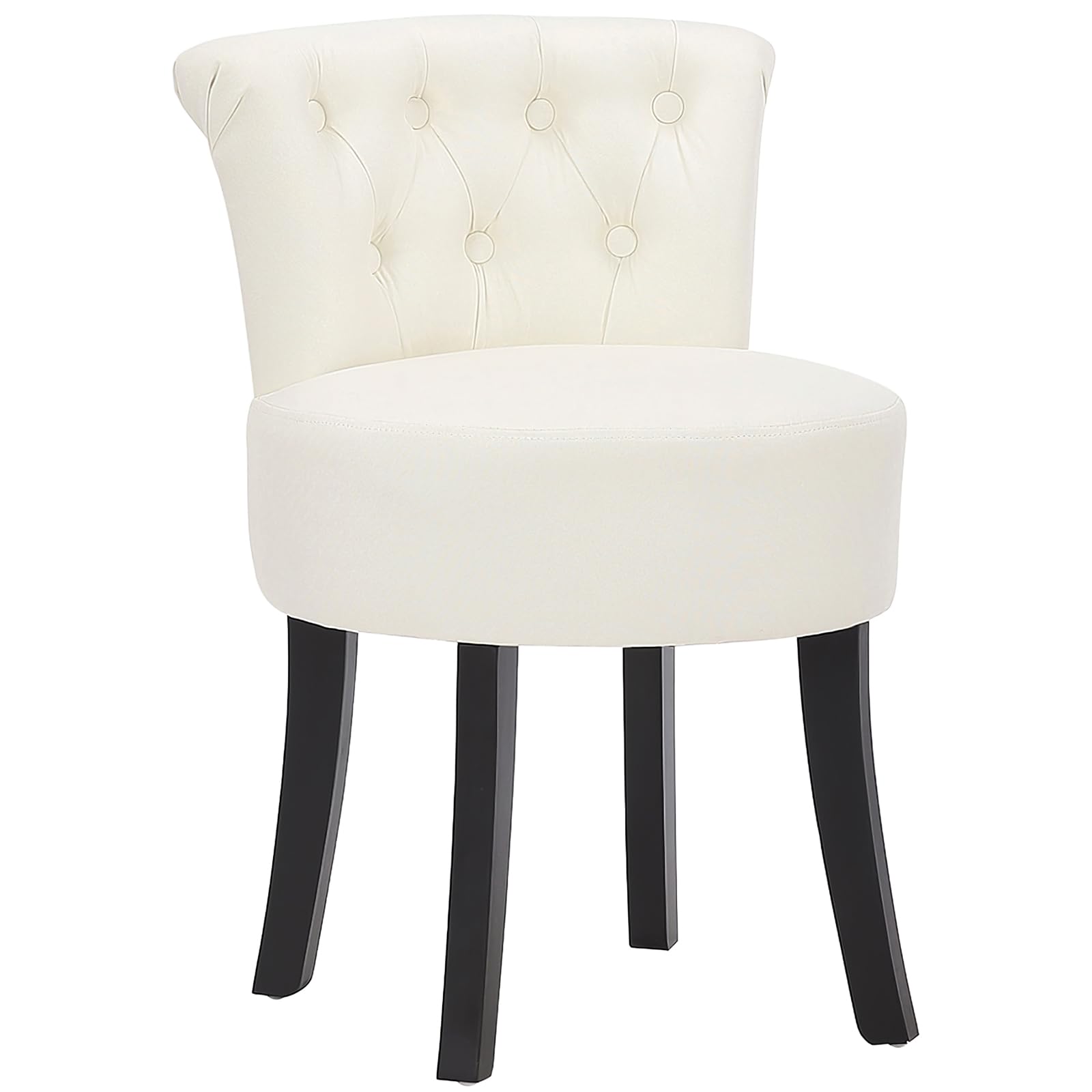 Warmiehomy Dressing Table Stool with Back and Wooden Legs, Beige