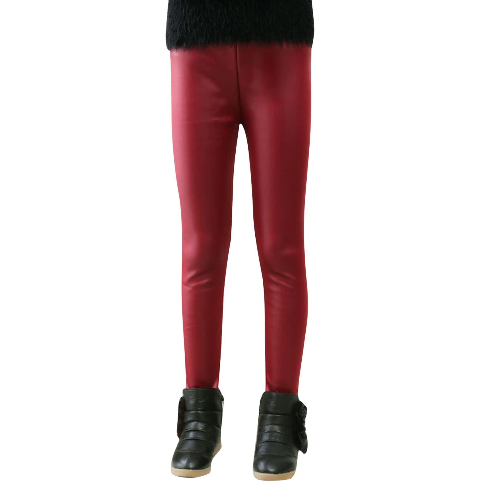 Girls Faux Leather Pants High Waisted Stretch Leggings Tights Toddler Kids Pants Teens Pants Girls Fashion Clothes