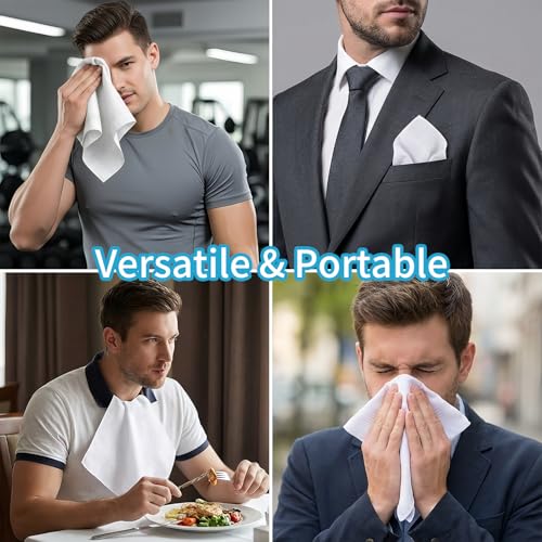 100% Cotton Handkerchiefs for Men - 16x16 Inch White Handkerchiefs, Classic Style, Aggressively Absorbing & Machine Washable -12 Pcs Premium Pocket Squares for Men - Thumbnail 5