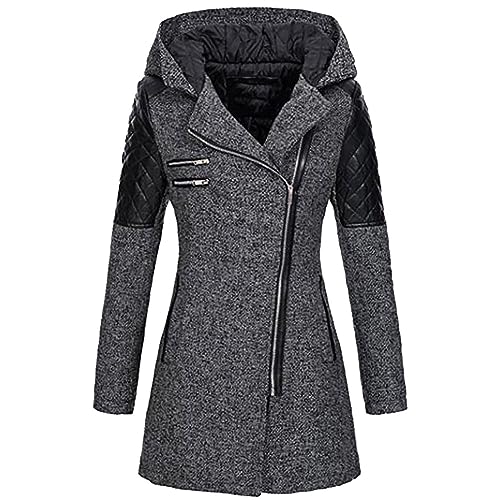maisdgop Winter Coats for Women Casual Warm Padded Zipper Outwear Fleece Hooded Long Sleeve Jackets Comfy Fashion Parka Coat - Main Image