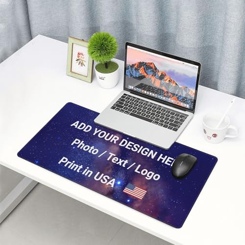 Image of Custom Large Desk Pad with Photo Text Personalized Picture Logo Non-Slip Game Computer Mouse Mat Customized Office Supplies, Print in USA (12x31.5 inch, 1 Photo)