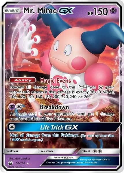 Carte Pokemon Rare Mr. Mime GX 56/168 Ultra Rare Pokmon Card - Celestial  Storm Set, Near Mint Booster Pack