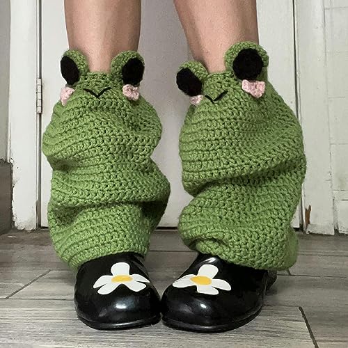 Image of SOLILOQUY Women Y2K Knit Leg Warmer Cute Strawberry Knee High Socks Kawaii Aesthetic Boot Cuffs Cover Lolita Knit Long Socks