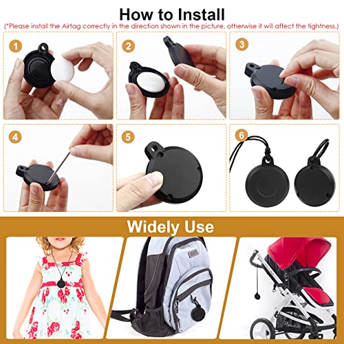 Wasserdichter AirTag-Halter - Halskette, Schlüsselanhänger, Hülle, Verschraubter Schutz, Versteckter GPS-Tracker für Kinder (Obsidianschwarz, 2er Pack)