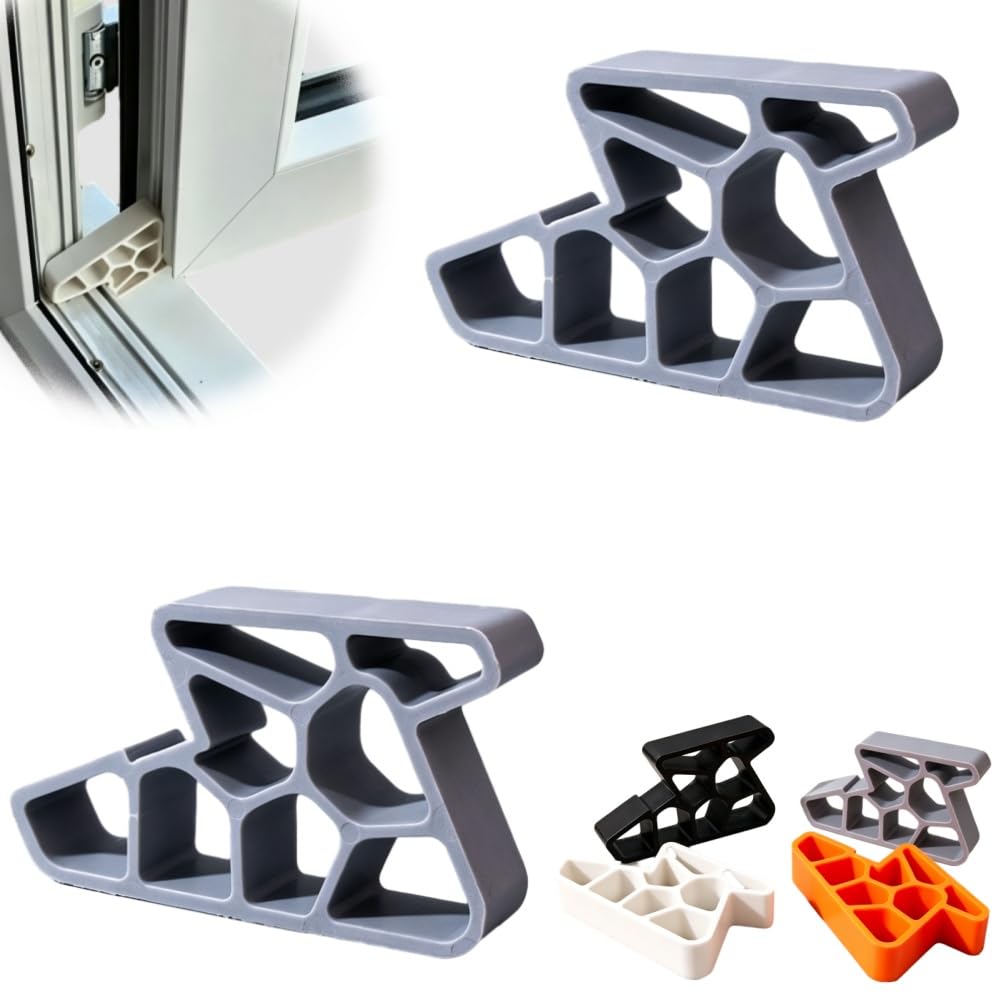Secure Track Door Stop, Window Balcony Door Stop with Track Lock (2PCS,Grey)
