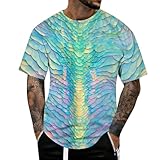 Generisch 2026 - Sommerliche, modische Bequeme Kurzarmbluse mit 3D-Druck (Sky Blue, L)