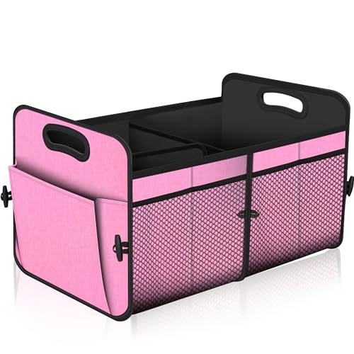Image of Femuar Car Trunk Organizer,Car Storage Organizer with 72L Large Capacity Waterproof Collapsible and 11 Pockets,Trunk Organizer for Car Suv /Jeep /Sedan, Large Size, Pink