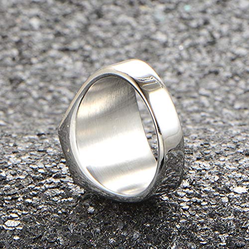 SINLEO Men's Stainless Steel Square Gemstone Ring Statement Wedding Band Silver Green Size 12 by SINLEO - Used condition - Image 4