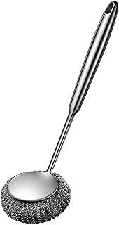 Ankexin Stainless Steel Scrub Brush for Easy Cleaning for Cast Iron Pans Brush Cleaner Scouring Brush Heavy Duty Metal Brush
