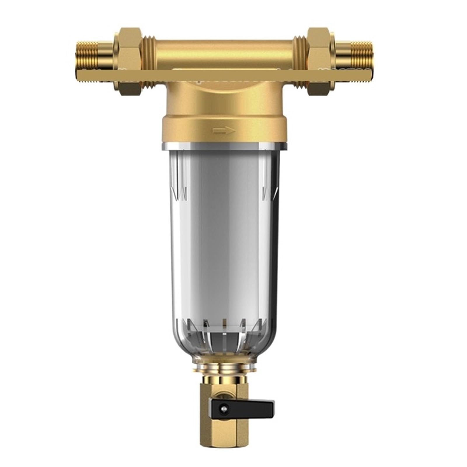 Filtro de agua presedimento giratorio reutilizable for toda la casa, 2700L/H, 40 micras, de prefiltro de agua, 3/4" FNPT + 1/2"MNPT, latón