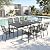 PHI VILLA 9 Pieces Outdoor Dining Set for 8, Rectangular Metal Table with Umbrella Hole & Stackable Wrought Iron Chairs, Large Dining Furniture for Patio, Deck, Yard, Porch