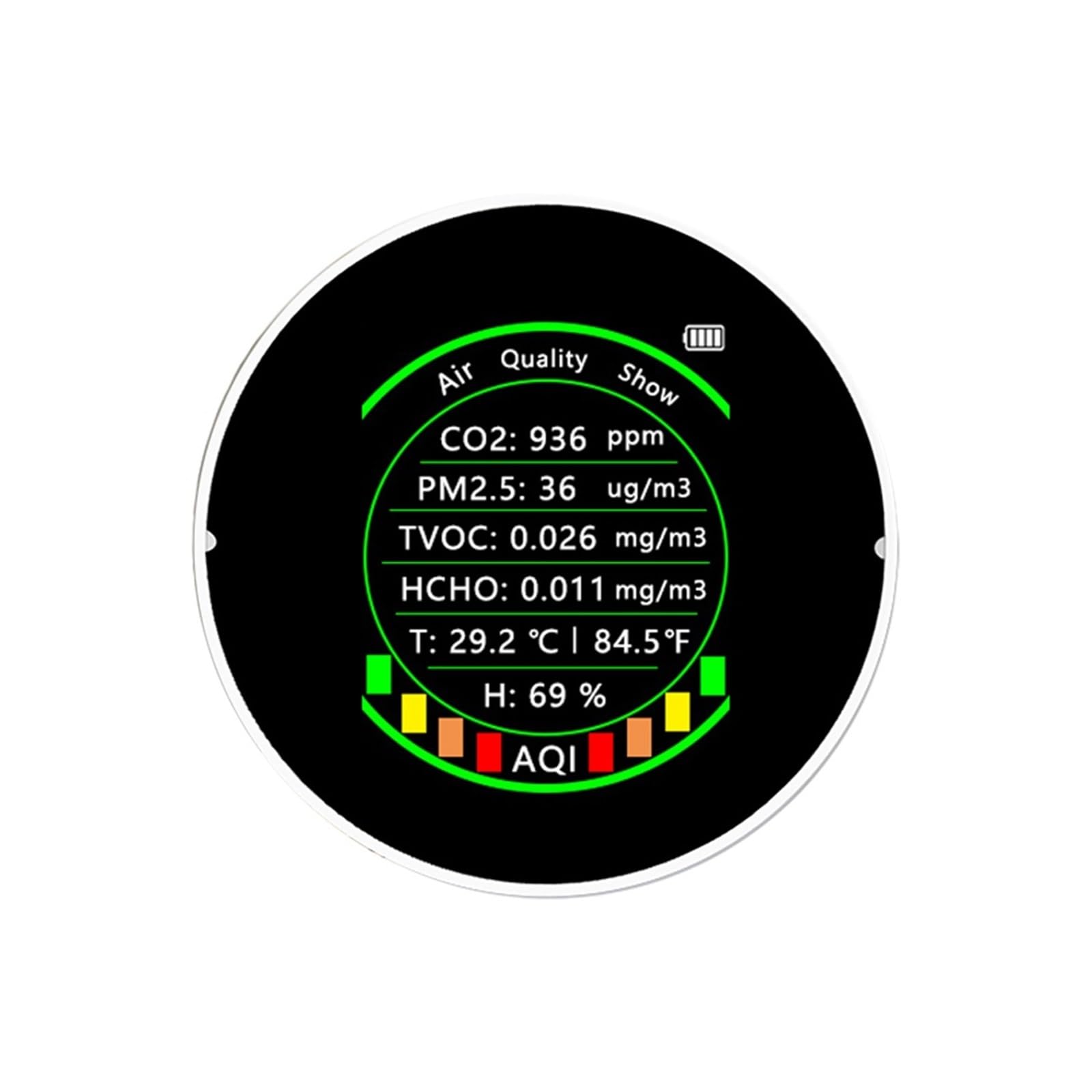 Misuratore di qualità 'aria 7in1 PM2.5 CO2 TVOC HCHO Tester di umidità della temperatura Display a colori portatile Rilevatore di anidride carbonica(7 in 1 White Basic)